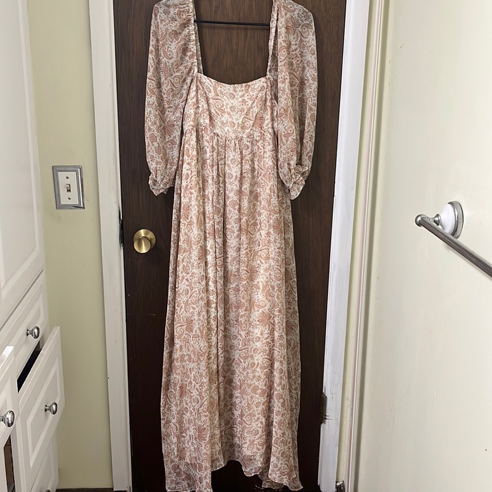 Pink blush paisley maternity dress